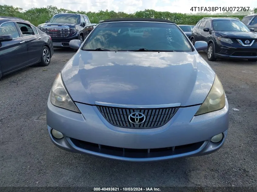 2006 Toyota Camry Solara Se VIN: 4T1FA38P16U072767 Lot: 40493621