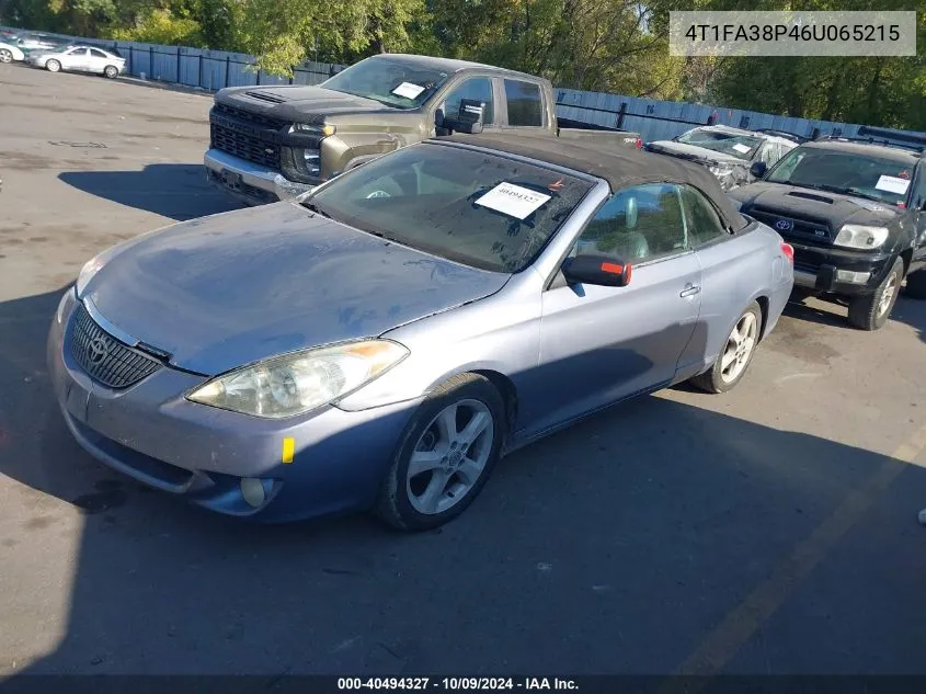 2006 Toyota Camry Solara Se/Sle VIN: 4T1FA38P46U065215 Lot: 40494327