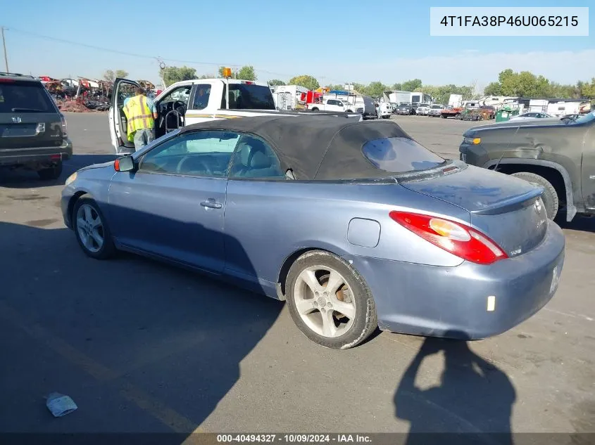 2006 Toyota Camry Solara Se/Sle VIN: 4T1FA38P46U065215 Lot: 40494327