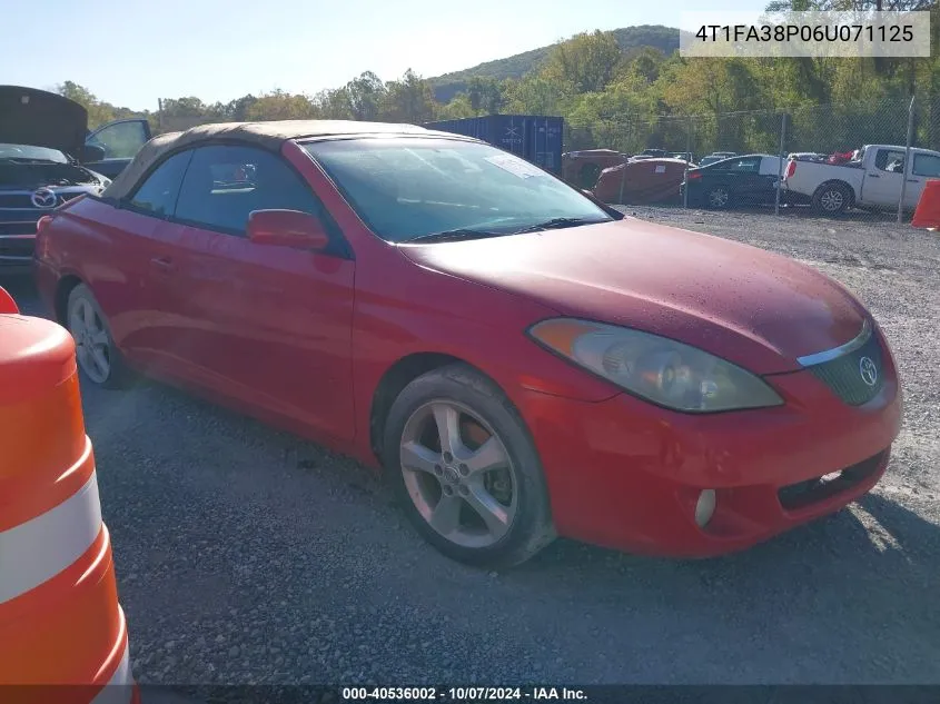 2006 Toyota Camry Solara Sle VIN: 4T1FA38P06U071125 Lot: 40536002