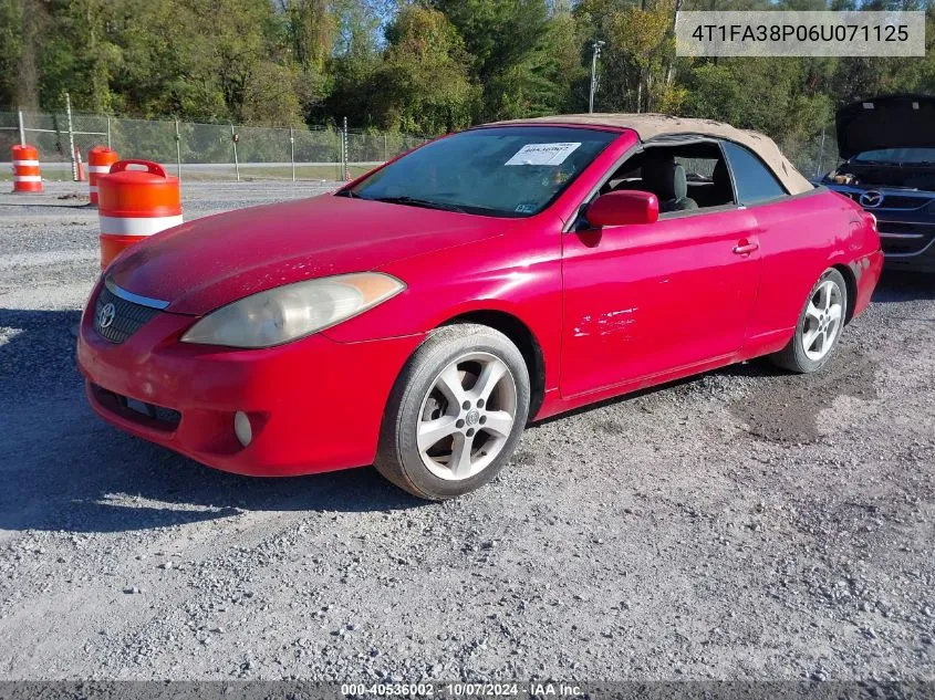 2006 Toyota Camry Solara Sle VIN: 4T1FA38P06U071125 Lot: 40536002