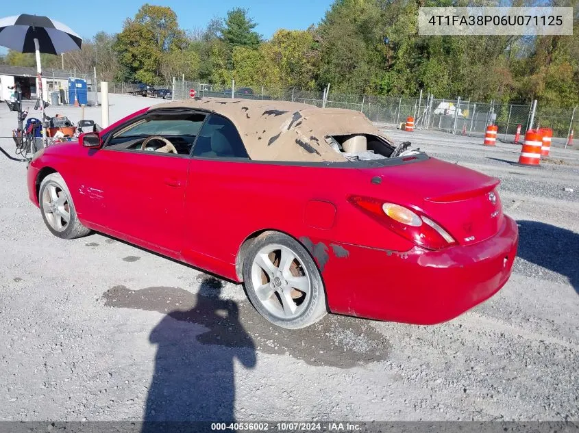 2006 Toyota Camry Solara Sle VIN: 4T1FA38P06U071125 Lot: 40536002