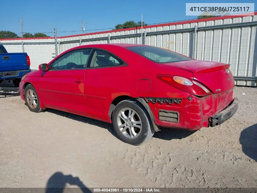 2006 Toyota Camry Solara Se VIN: 4T1CE38P86U725117 Lot: 40543961