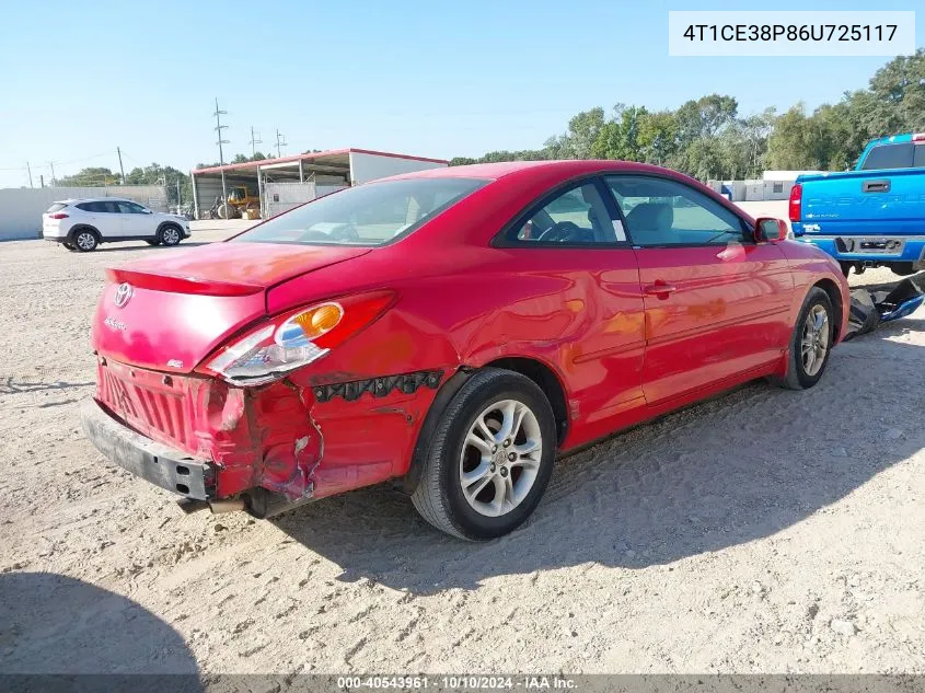 2006 Toyota Camry Solara Se VIN: 4T1CE38P86U725117 Lot: 40543961