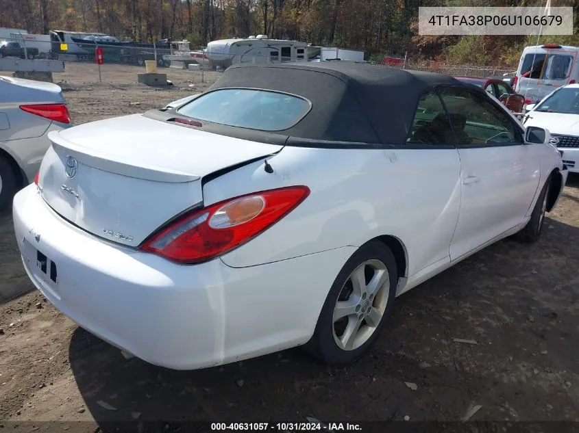 2006 Toyota Camry Solara Sle VIN: 4T1FA38P06U106679 Lot: 40631057