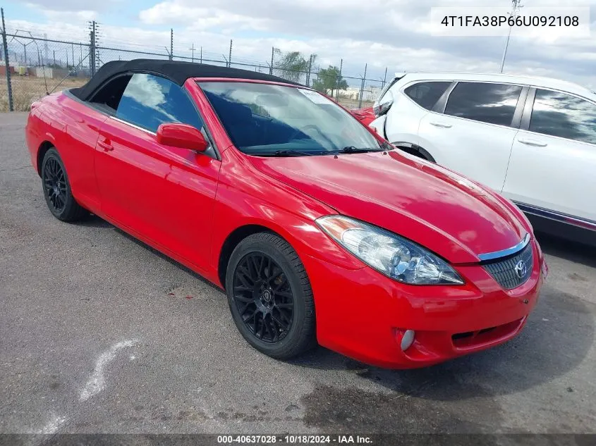 2006 Toyota Camry Solara Se VIN: 4T1FA38P66U092108 Lot: 40637028