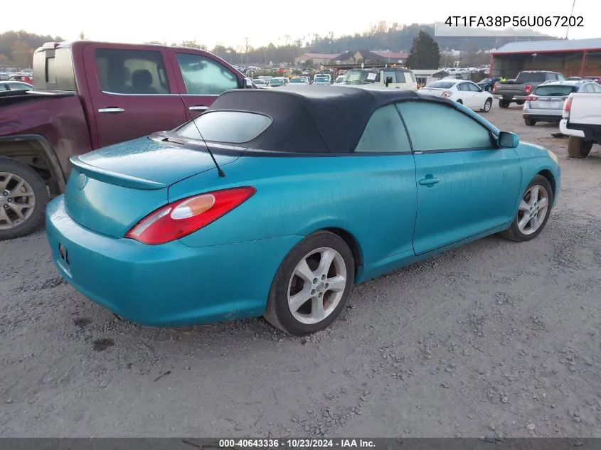 2006 Toyota Camry Solara Se VIN: 4T1FA38P56U067202 Lot: 40643336