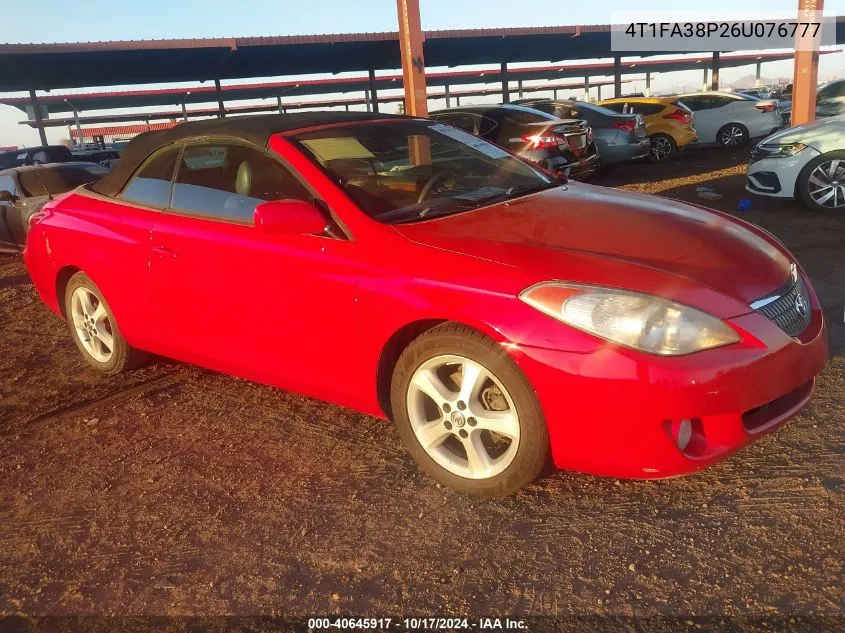 2006 Toyota Camry Solara Sle VIN: 4T1FA38P26U076777 Lot: 40645917