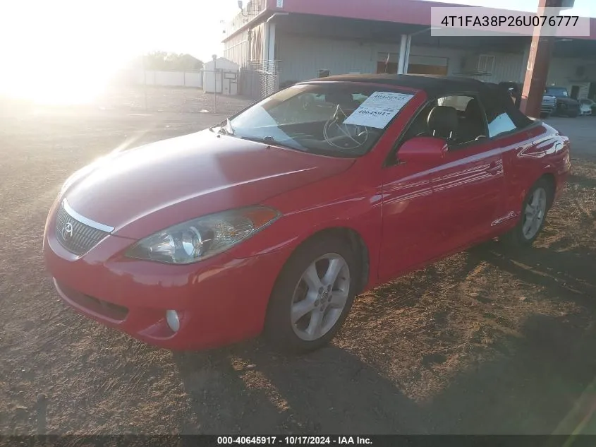 2006 Toyota Camry Solara Sle VIN: 4T1FA38P26U076777 Lot: 40645917