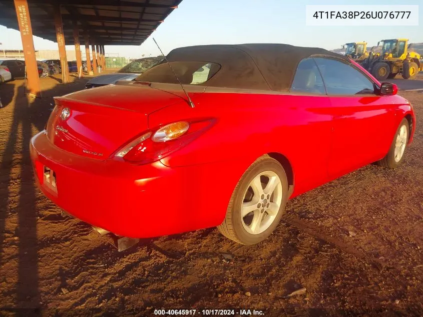 2006 Toyota Camry Solara Sle VIN: 4T1FA38P26U076777 Lot: 40645917