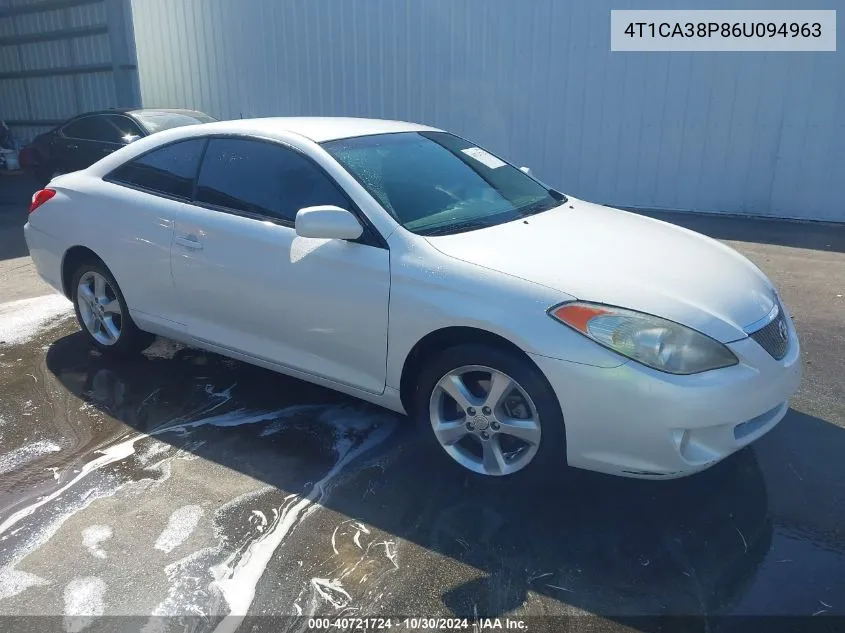 2006 Toyota Camry Solara Se V6 VIN: 4T1CA38P86U094963 Lot: 40721724