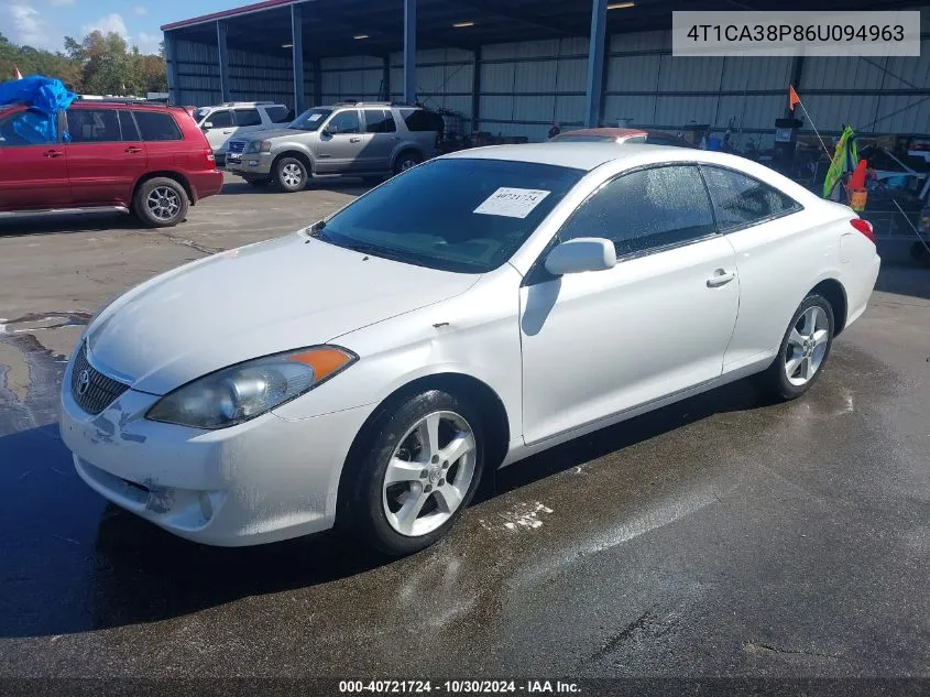 2006 Toyota Camry Solara Se V6 VIN: 4T1CA38P86U094963 Lot: 40721724