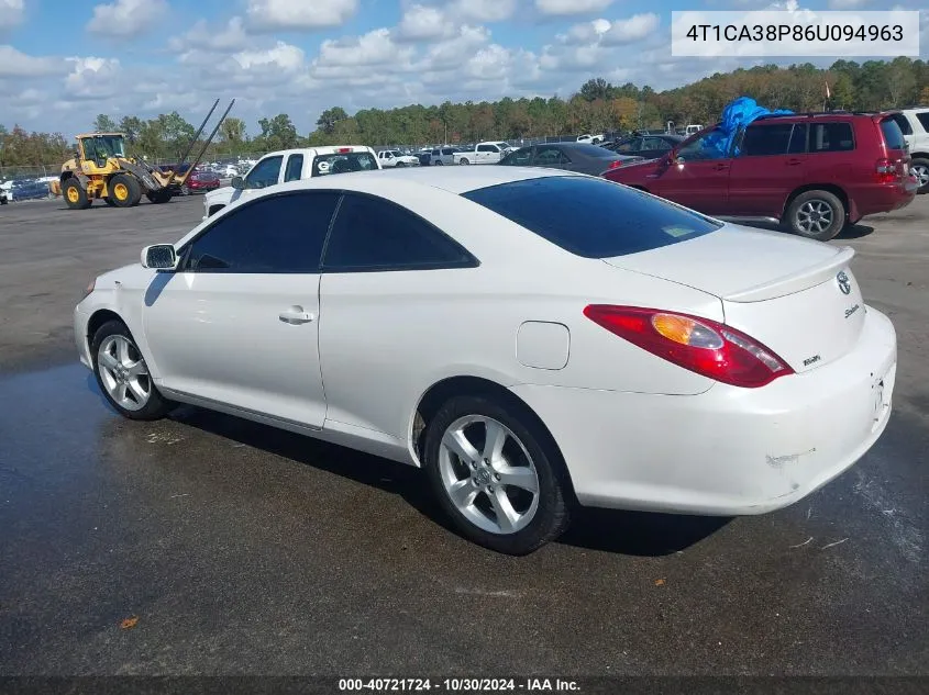 2006 Toyota Camry Solara Se V6 VIN: 4T1CA38P86U094963 Lot: 40721724