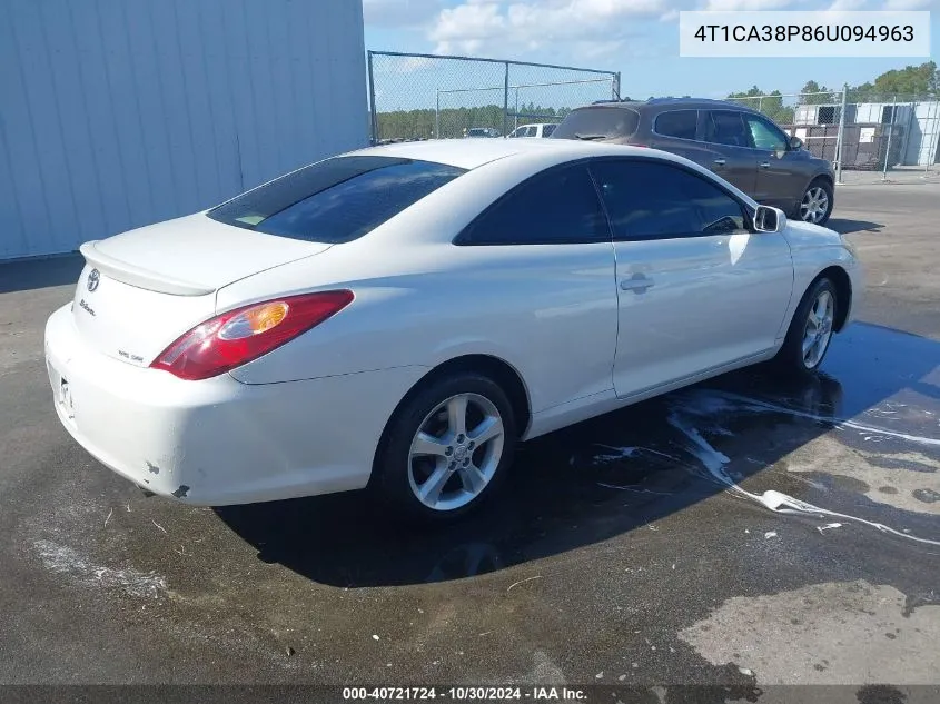 2006 Toyota Camry Solara Se V6 VIN: 4T1CA38P86U094963 Lot: 40721724