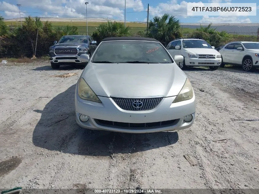 2006 Toyota Camry Solara Sle VIN: 4T1FA38P66U072523 Lot: 40723123