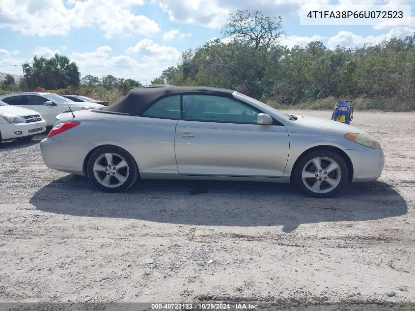 2006 Toyota Camry Solara Sle VIN: 4T1FA38P66U072523 Lot: 40723123