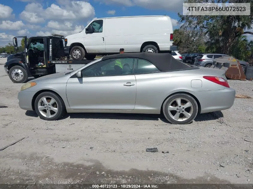 2006 Toyota Camry Solara Sle VIN: 4T1FA38P66U072523 Lot: 40723123