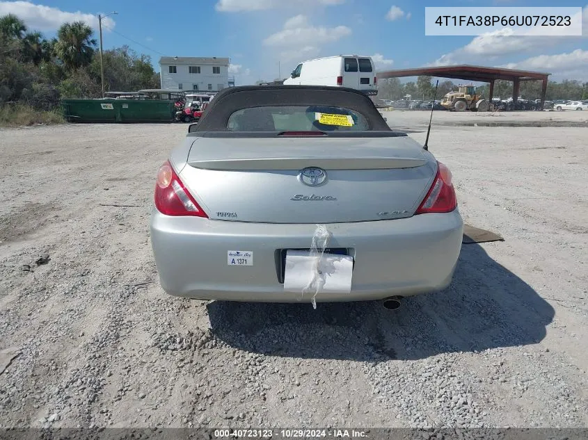 2006 Toyota Camry Solara Sle VIN: 4T1FA38P66U072523 Lot: 40723123