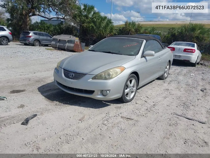 2006 Toyota Camry Solara Sle VIN: 4T1FA38P66U072523 Lot: 40723123