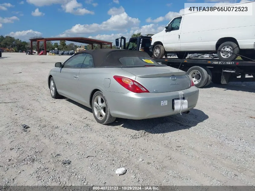 2006 Toyota Camry Solara Sle VIN: 4T1FA38P66U072523 Lot: 40723123