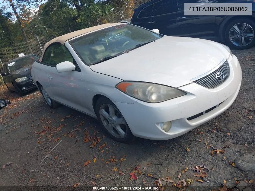 2006 Toyota Camry Solara Sle VIN: 4T1FA38P06U086062 Lot: 40738625