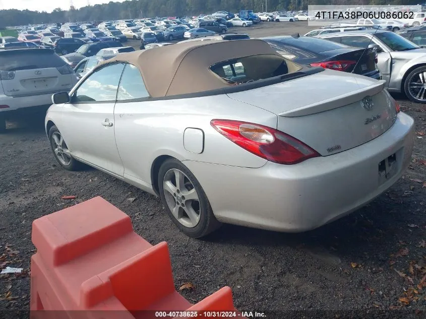 2006 Toyota Camry Solara Sle VIN: 4T1FA38P06U086062 Lot: 40738625