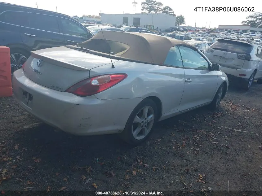 2006 Toyota Camry Solara Sle VIN: 4T1FA38P06U086062 Lot: 40738625