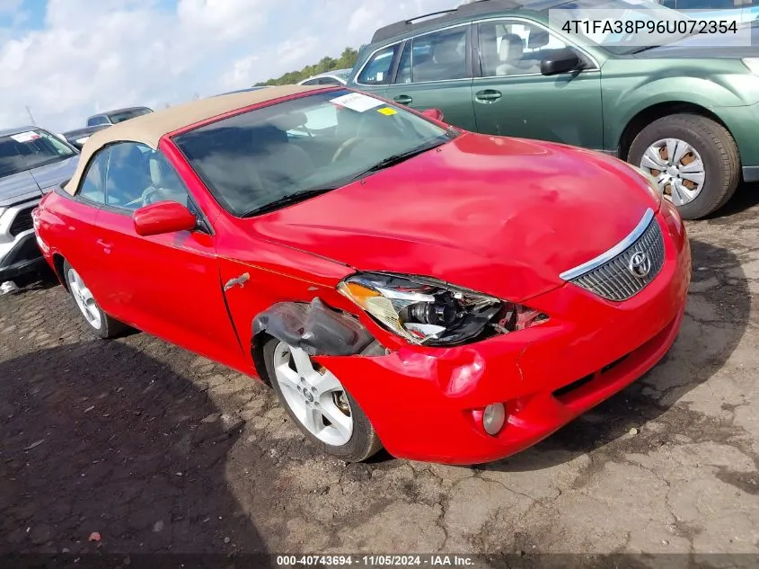 2006 Toyota Camry Solara Sle VIN: 4T1FA38P96U072354 Lot: 40743694