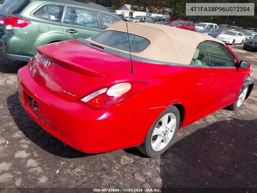 2006 Toyota Camry Solara Sle VIN: 4T1FA38P96U072354 Lot: 40743694