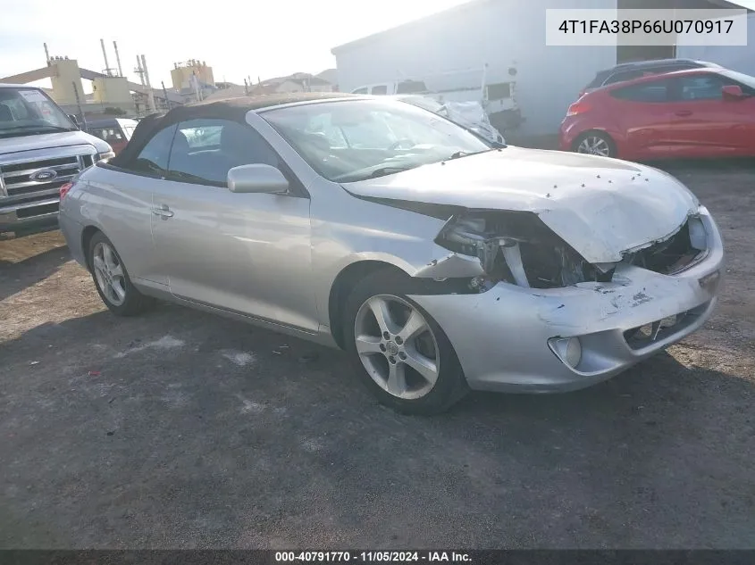 2006 Toyota Camry Solara Sle VIN: 4T1FA38P66U070917 Lot: 40791770