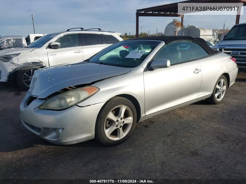 2006 Toyota Camry Solara Sle VIN: 4T1FA38P66U070917 Lot: 40791770