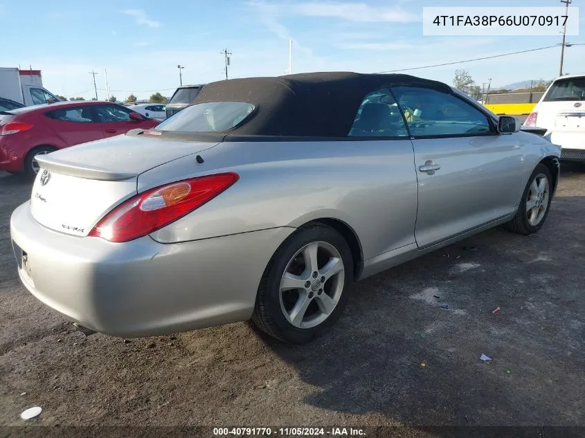 2006 Toyota Camry Solara Sle VIN: 4T1FA38P66U070917 Lot: 40791770