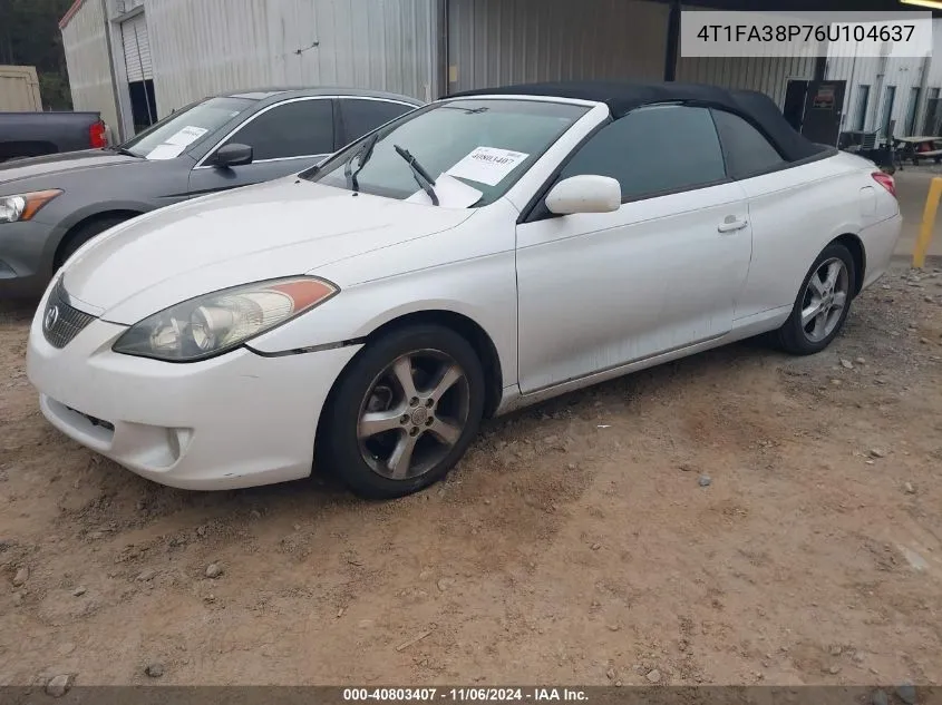 2006 Toyota Camry Solara Se VIN: 4T1FA38P76U104637 Lot: 40803407