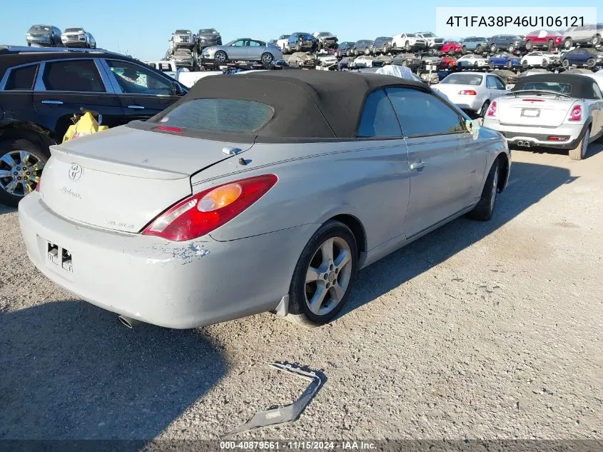 2006 Toyota Camry Solara Sle VIN: 4T1FA38P46U106121 Lot: 40879561