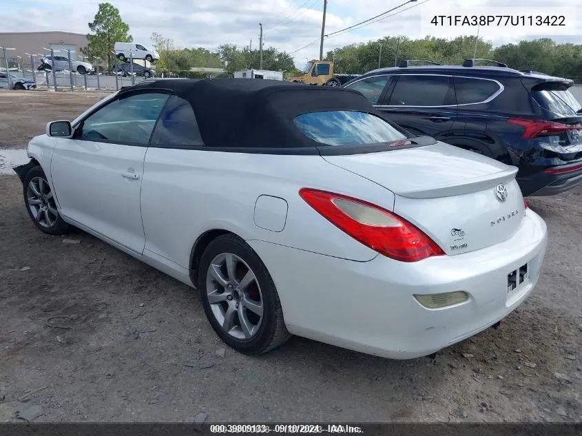 2007 Toyota Camry Solara Se VIN: 4T1FA38P77U113422 Lot: 39809133