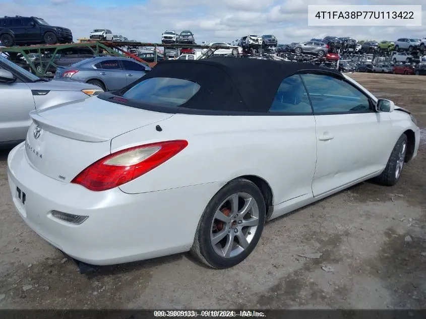 2007 Toyota Camry Solara Se VIN: 4T1FA38P77U113422 Lot: 39809133