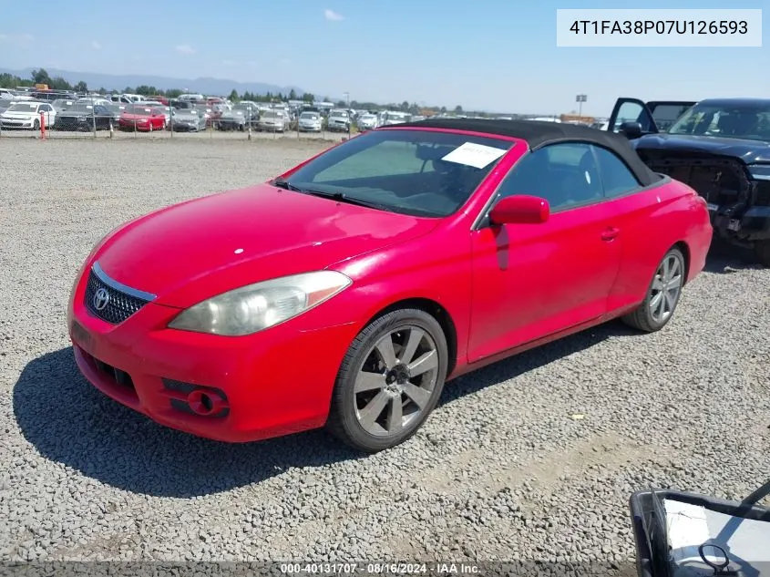 2007 Toyota Camry Solara Sle VIN: 4T1FA38P07U126593 Lot: 40131707