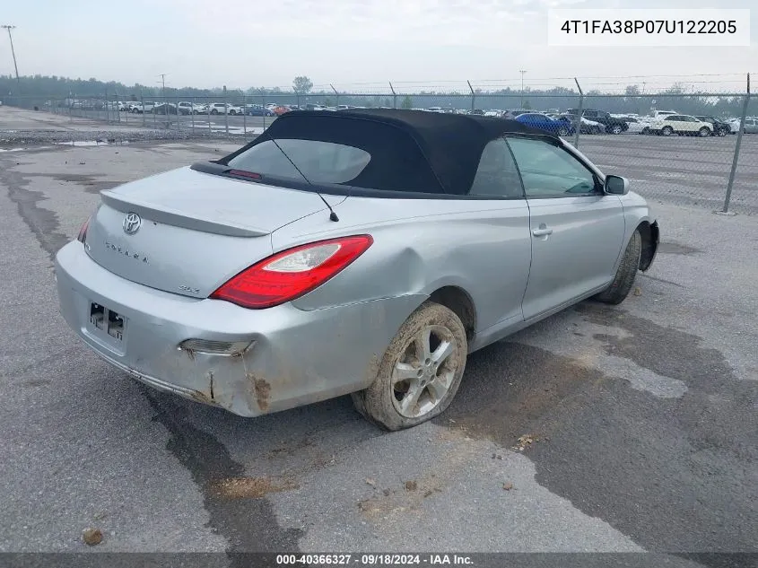 2007 Toyota Camry Solara Se/Sle VIN: 4T1FA38P07U122205 Lot: 40366327