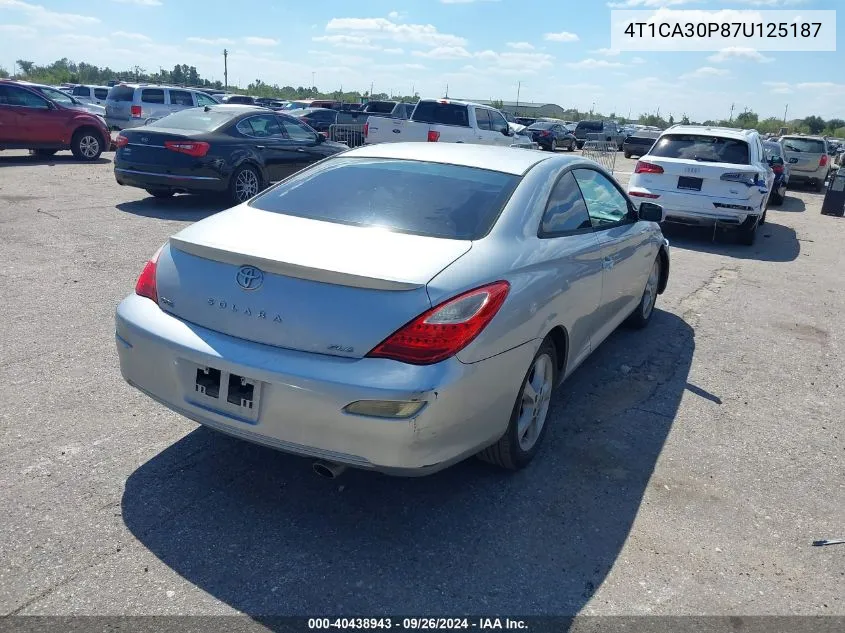 2007 Toyota Camry Solara Sle V6 VIN: 4T1CA30P87U125187 Lot: 40438943