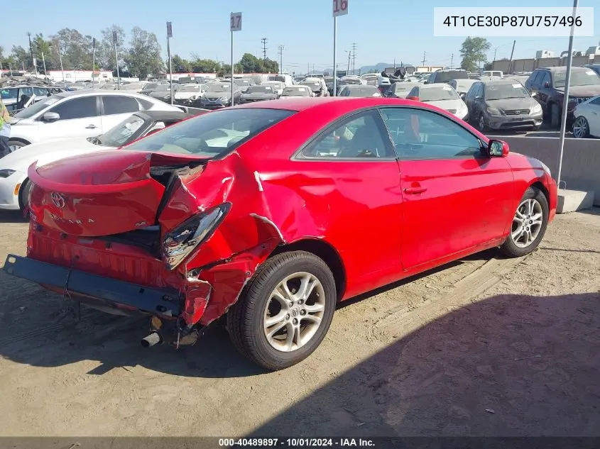 4T1CE30P87U757496 2007 Toyota Camry Solara Se