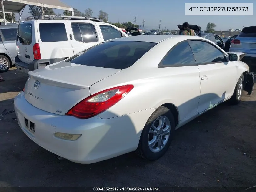 2007 Toyota Camry Solara Se VIN: 4T1CE30P27U758773 Lot: 40522217