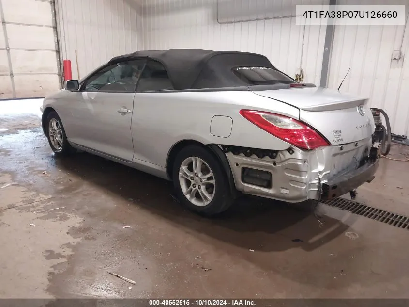 2007 Toyota Camry Solara Se VIN: 4T1FA38P07U126660 Lot: 40552515