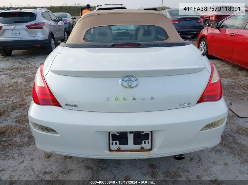 2007 Toyota Camry Solara Sle VIN: 4T1FA38P57U118991 Lot: 40633940