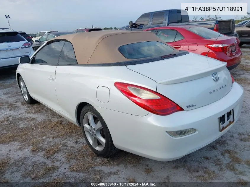 2007 Toyota Camry Solara Sle VIN: 4T1FA38P57U118991 Lot: 40633940