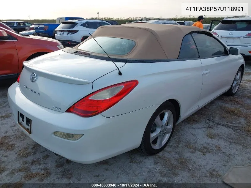 2007 Toyota Camry Solara Sle VIN: 4T1FA38P57U118991 Lot: 40633940