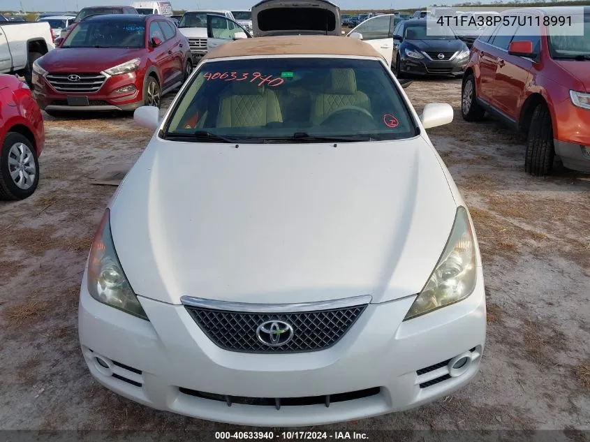 2007 Toyota Camry Solara Sle VIN: 4T1FA38P57U118991 Lot: 40633940