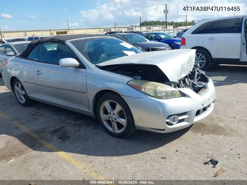 2007 Toyota Camry Solara Sle VIN: 4T1FA38P47U116455 Lot: 40682647