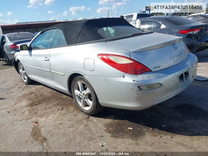 2007 Toyota Camry Solara Sle VIN: 4T1FA38P47U116455 Lot: 40682647