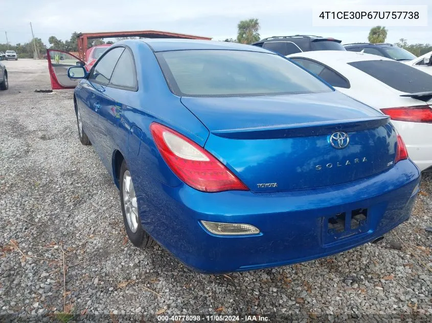 2007 Toyota Camry Solara Se VIN: 4T1CE30P67U757738 Lot: 40778098