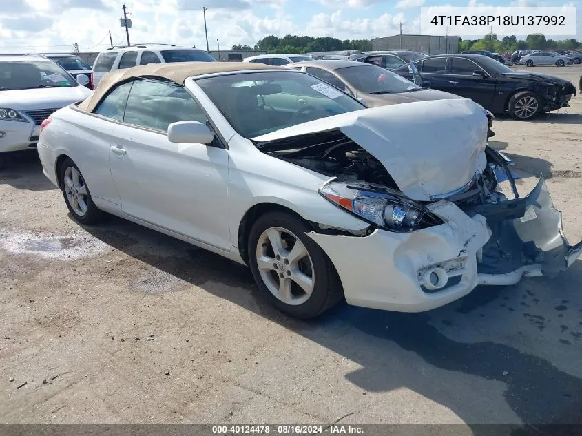 2008 Toyota Camry Solara Sle VIN: 4T1FA38P18U137992 Lot: 40124478